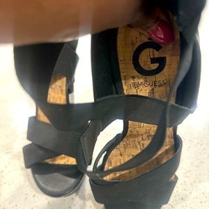 Black Guess wedge sandals
